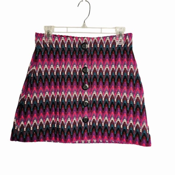 FREE PEOPLE Sweater Skirt PURPLE PINK WHITE Knit size M Twee Crochet Retro Mini - Picture 1 of 6
